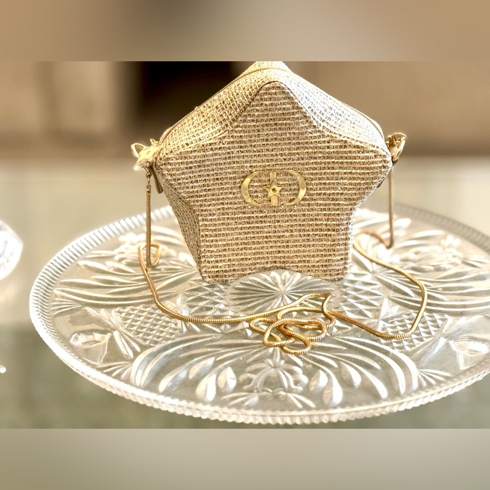 Original & Authentic!DIOR Star-Shaped Trousseau Cosmetic Bag w goldChain Strap - Picture 13 of 16